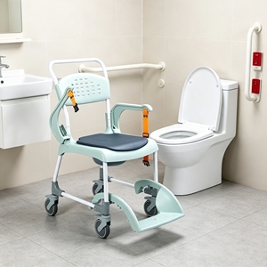 Factory Wholesale Bathroom Bathing Lift Chair <b>Plastic</b> PP Commode <b>Wheel</b> Chair Portable Toilet Patient Chair for Elderly Disabled - Product Image 1