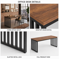 Bureau de travail à assemblage facile, design à pieds ouverts, aspect bois, durable, pour salon et projets de mobilier de bureau