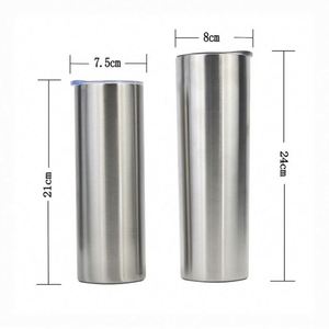 Custom 20OZ 30oz Stainless Steel Skinny Silver Tumbler Vacuum <b>Insulated</b> <b>Cups</b> in Bulk for Sublimation DIY - Product Image 2