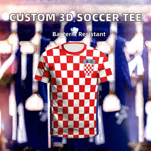 Camisetas de Fútbol Cortas Elásticas Antibacterianas de Malla 100% Poliéster con Transferencia Térmica 3D Personalizadas al por Mayor para Aficionados del Equipo Nacional 2026 - Product Image 2