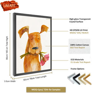 Stampa su Tela Lucida con Motivo Floreale e Cagnolini, Decorazione Verticale in Porcellana per Cameretta, <span class=keywords><strong>Poster</strong></span> per Stanza dei Bambini - Product Image 3