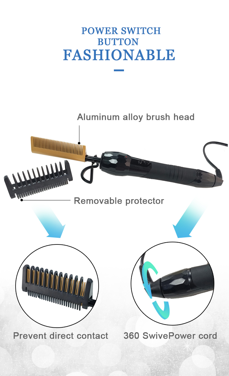 Professional copper metal Hair Straightening Comb brush Hot Electric Hair Straightener comb for hair,curling iron bling hot comb