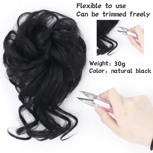 Gran moño desordenado pieza de pelo ondulado rizado Scrunchies moño sintético Cola de Caballo extensiones de cabello grueso Updo postizos para mujeres - Product Image 3