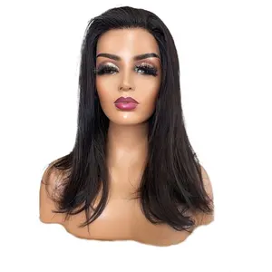 150% natürliche schwarze Farbe Günstige Perücken Brasilia nisches Menschenhaar Natürliche Perücken 13 X4 Lace Front Echthaar Perücke