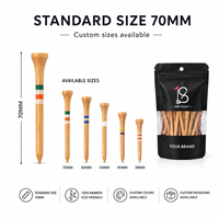 Prix d'usine Tees de golf en bambou durables pour parcours de golf, avec support de balle, 42mm 54mm 70mm, avec logo personnalisé, en boîte d'accessoires de golf