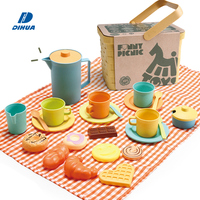 Ensemble de jouets de pique-nique écologique 26 pièces avec accessoires de fête du thé en tiges de blé pour le jeu de rôle imaginatif et l'apprentissage social des enfants
