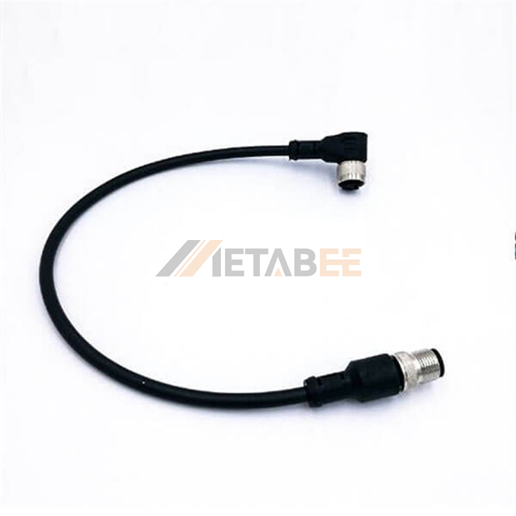 M12 Straight Male to Right Angle Female Cable