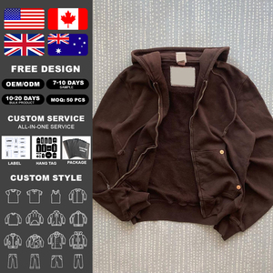 เสื้อฮู้ดซิปผู้ชาย KingSen รุ่นสปริง ผ้าถักเนื้อหนัก 100% คอตตอนบุซับใน ทรงโอเวอร์ไซส์ หลวม สวมใส่สบาย เป็นมิตรต่อสิ่งแวดล้อม เหมาะสำหรับการพิมพ์ลาย - Product Image 2