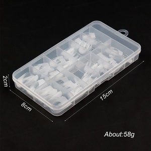 120 faux ongles en amande, cercueil ou carrés, en ABS transparent et blanc, à couverture complète, style French, à presser, pour manucure en salon - Product Image 6
