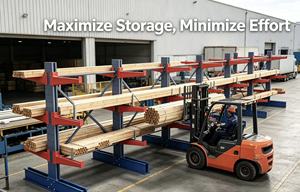 Steel Cantilever Rack Single Sided <b>Adjustable</b> Hot-Dip Galvanized for Wood Storage - Product Image 5