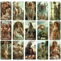 Vente en gros : Jeu de tarot Spring Sprout, 80 cartes, guide inclus, style Rider Waite, cartes de tarot en papier, bords dorés, boîte cadeau écologique