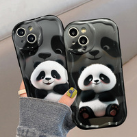 Mignon Peluche Panda Photo Impression Vague Bord Doux TPU Téléphone Couverture Arrière pour Iphone 6 7 8 X Xr XS 11 12 13 14 15 16 17 Pro Max