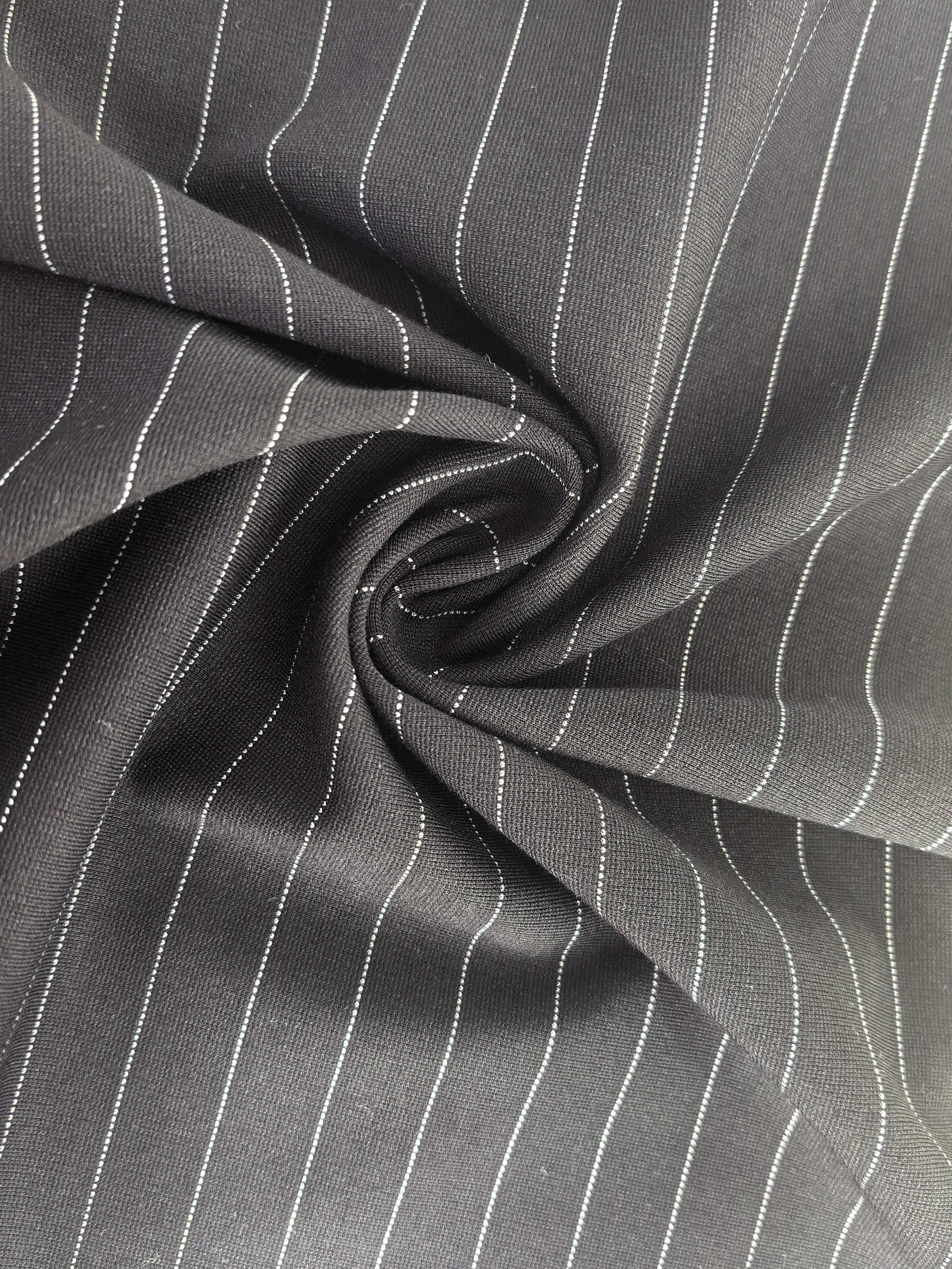 ZH-1763 Stock Available 52% Rayon 45% Nylon 3% Spandex Fabric Durable Abrasion Resistant 50S NR Stripe Fabric for Clothing