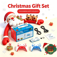 X10 PRO Game Stick 128GB Konsol Game Retro Output TV 4K HD, 2 Pemain Kontroler Nirkabel 2.4G, Kemasan Edisi Terbatas Natal