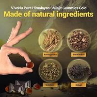 Gummies Premium de Shilajit de l'Himalaya Or 3000mg Sans Sucre Ajouté Complément Herbal pour le Soutien Quotidien de la Vitalité