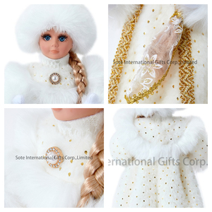 Figuras Decorativas de Snegurochka de 30 cm, Color Blanco Dorado Brillante, Regalos de Año Nuevo Ruso - Product Image 4