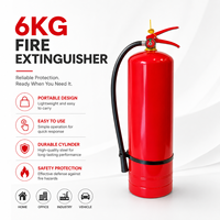 Extincteur à poudre sèche ABC de capacité moyenne 6 kg avec poignée rouge, valve en cuivre durable et grand manomètre rouge