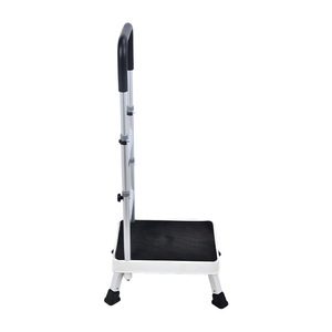 Folding <b>Step</b> Ladder Single Layer Footstool With Handle For Home And Warehouse Use White Color - Product Image 2