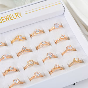 18K 镀金锆石订婚戒指可调节防水承诺结婚礼物女士戒指珠宝首饰 - Product Image 6