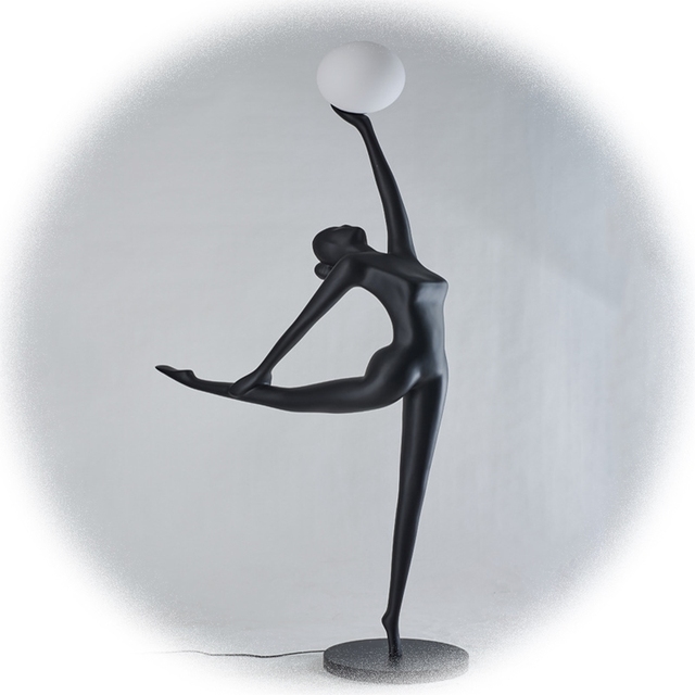 LIANGTE Home Decor Dance Lady Floor Lamp Black Statue Lamp Decor Living Room Corner Led Frp Glass Floor Lamp