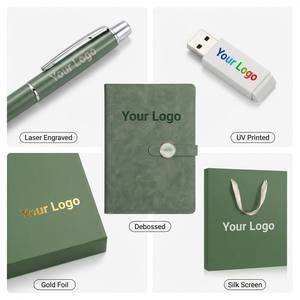 A5 Business Notebook <strong>Gift</strong> Box PU Leather Embossing Printing USB Flash Drive Promotional Refillable <strong>Gift</strong> <strong>Set</strong> for Office Meetings - Product Image 4