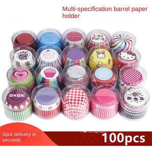 Trong Kho 100Pcs Đầy Màu Sắc Giấy Bánh Cúpcake Lót Nướng Bánh <span class=keywords><strong>Muffin</strong></span> Hộp Cup Trường Hợp Bên Khay Bánh Khuôn Trang Trí Công Cụ Cupcake Giấy - Product Image 5