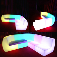 Ensemble de canapés de salon à éclairage LED Petite table d'appoint double couche Fauteuil lumineux rechargeable Mobilier lumineux à la mode