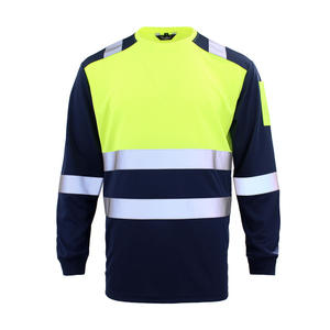 عالية الوضوح البوليستر قميص العمل طويل الأكمام شعار قابل للتخصيص عاكس السلامة مرحبا فيس ملابس العمل - Product Image 1