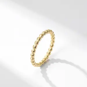 Anillos de cuentas de compromiso para mujeres y hombres, joyería de acero inoxidable chapado en oro, bolsa Opp personalizada, respetuosa con el medio ambiente, 10 Uds., 2022 - Product Image 1