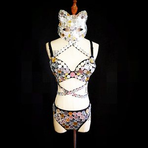 Disfraces <span class=keywords><strong>de</strong></span> Danza en Bar, Traje <span class=keywords><strong>Sexy</strong></span> <span class=keywords><strong>de</strong></span> Lentejuelas Plateadas para <span class=keywords><strong>Mujer</strong></span>, Estilo Árabe, Bikini, Máscara <span class=keywords><strong>de</strong></span> Danza en Equipo, <span class=keywords><strong>Disfraz</strong></span> <span class=keywords><strong>de</strong></span> Espejo - Product Image 1