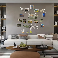 Autocollant mural 3D en acrylique DIY pour cadre photo de chat, décoration murale en forme d'arbre, cadre photo pour décoration murale d'arbre généalogique