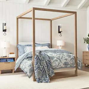Furnitur kayu kamar tidur kanopi kayu Set kamar tidur Modern antik kualitas tinggi Solid King Queen ukuran 1 buah Panel Sigma Oak