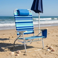 Chaise pliante portable en tissu Oxford à prix de gros pour la plage et le camping, avec porte-gobelet et pochette de rangement