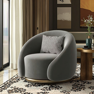 Fauteuil pivotant <span class=keywords><strong>scandinave</strong></span> personnalisable, fauteuil <span class=keywords><strong>de</strong></span> salon moderne et décontracté <span class=keywords><strong>de</strong></span> luxe, en velours/laine d'agneau - Product Image 3