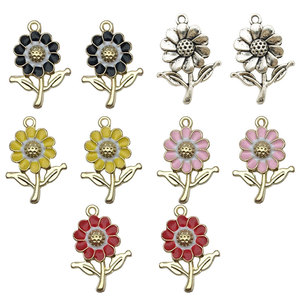 Pendentif fleur tournesol en alliage de zinc plaqué, taille moyenne, pour accessoires de bijoux DIY - Product Image 5