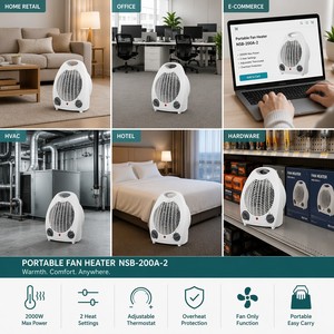 Radiateur Soufflant <span class=keywords><strong>Portable</strong></span> <span class=keywords><strong>Électrique</strong></span> avec Thermostat, Chauffage d'Appoint 3 Modes (Froid, Chaud, Tempéré), 1000W 2000W, Contrôle Automatique de la Température, Protection Contre la Surchauffe - Product Image 6