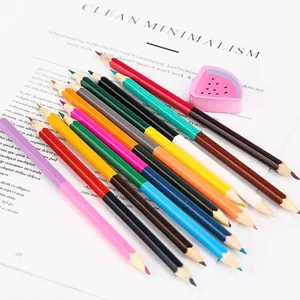 factory customized high quality oem dual tips double colors wooden hexagonal pencils 24 colors color lead available in bulk