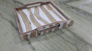 Plateau de service décoratif en résine pour la maison, plateau de rangement pour thé, café, petit-déjeuner, plateau de service tendance et luxueux pour table - Product Image 3