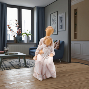 Stok Resin ibu dan anak jimat Model pola dilukis tangan artistik patung hadiah untuk Hari Ibu seni koleksi - Product Image 5