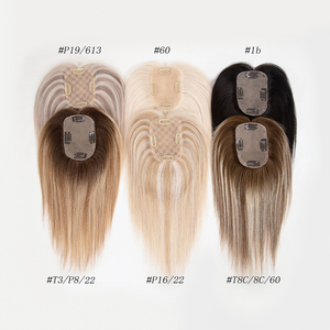 ท็อปเปอร์ผมแท้ 100% ยี่ห้อ Yuanzhen ความหนาแน่น 130% ขนาด 3x5 นิ้ว ฐานไหมสีบลอนด์ยุโรป พร้อมหน้าม้า สำหรับผู้หญิง - Product Image 2