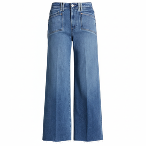 Jeans de Mezclilla de Cintura Alta para Mujer, Corte Recto con Campana, Desgastados con Decoración Pintada, Ropa Casual de Invierno 2025 - Product Image 1