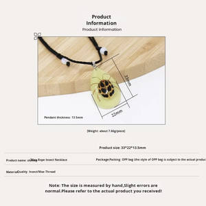 Venta caliente de moda insecto luminoso resina Real ámbar colgante collar para niños calle puesto joyería de moda - Product Image 6
