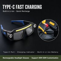 Lampe de sécurité à induction rechargeable pour lunettes de protection, lampe LED pour travaux d'entretien avec protection oculaire, indice IP44, jaune et noir, pour réparation automobile