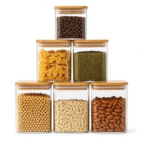 Boîtes de conservation alimentaire carrées en verre borosilicate avec couvercles hermétiques en bambou, empilables et écologiques pour la rentrée scolaire