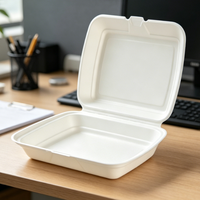 Boîte à lunch jetable en bagasse de 16 pouces avec couvercle, récipient alimentaire en canne à sucre biodégradable et micro-ondable pour restaurant et pique-nique