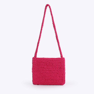 Women's Casual Shoulder Cotton Rope Woven <b>Bag</b> Small Square Solid Color <b>String</b> Closure Tanjing - Product Image 6
