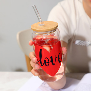 Nouvelle Sublimation Transparent 400-500ml Verre Creative Pot Thé Jus Lait Café Tasse Durable Conteneur D'eau Sublimation Canister - Product Image 6