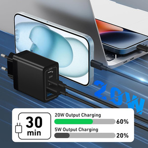 Nhà Máy Bán buôn <span class=keywords><strong>40</strong></span> W kép <span class=keywords><strong>PD</strong></span> 20W 2.4A Loại C tường sạc Outlet 3 pin anh sạc USB cắm CE USB C sạc đa cổng <span class=keywords><strong>40</strong></span> W anh - Product Image 2