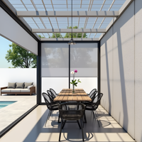 Stores et volets intelligents verticaux en aluminium de luxe pour l'extérieur, personnalisables, avec toit à lamelles réglables, imperméables et motorisés, pour pergola
