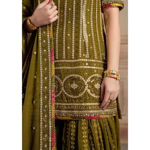 Collection Mehndi Garara en Chiffon 3 pièces non cousues / cousues - Product Image 5